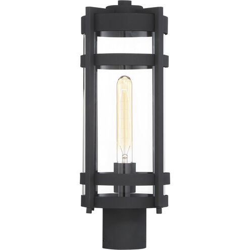 Tofino 1 Light 18 inch Textured Black and Clear Seeded Outdoor Post Lantern