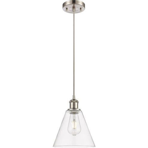 Ballston Cone 1 Light 8 inch Brushed Satin Nickel Mini Pendant Ceiling Light in Clear Glass