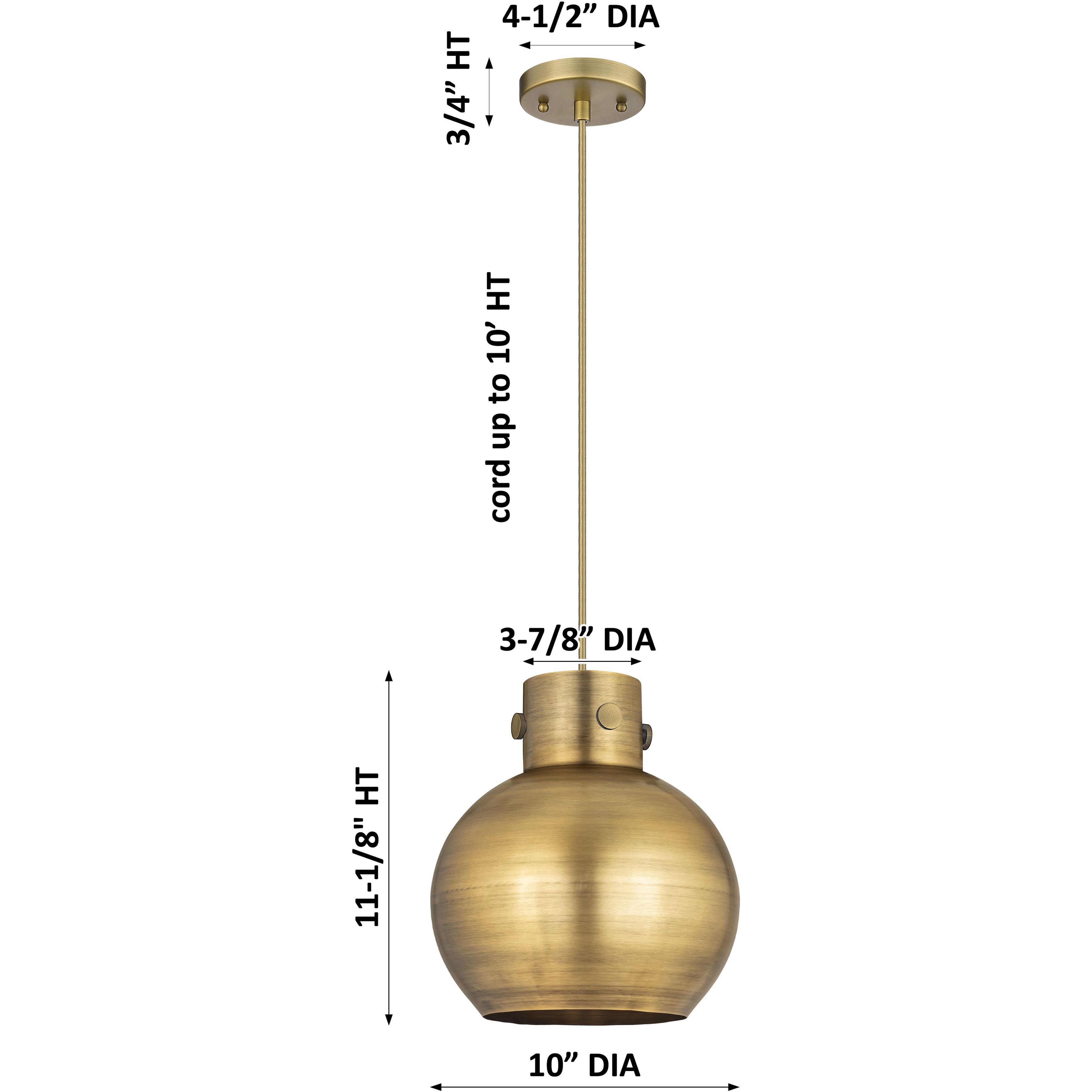 Newton Sphere 1 Light 10 inch Satin Nickel Pendant Ceiling Light