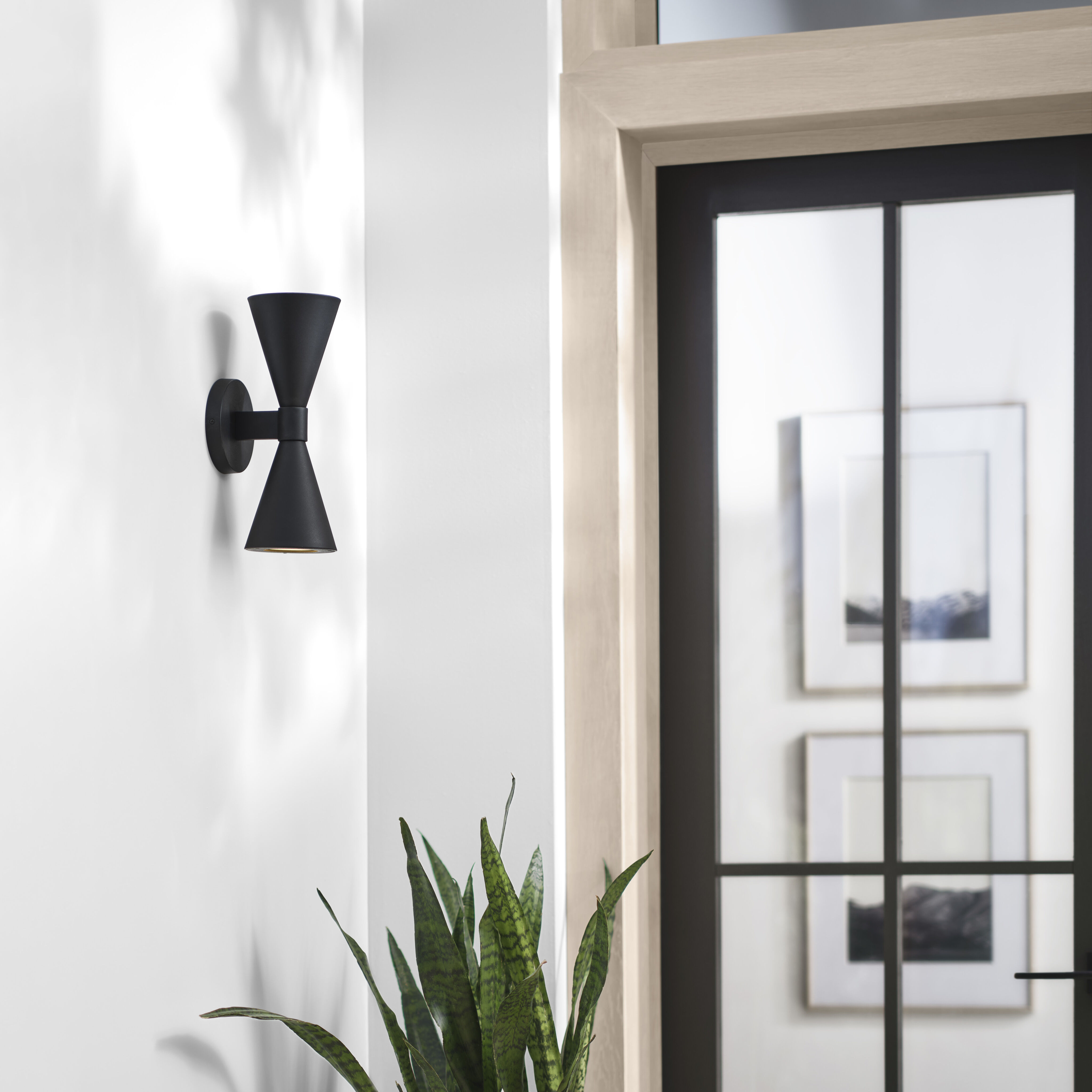 AERIN Albertine 2 Light 18 inch Textured Black Outdoor Wall Sconce