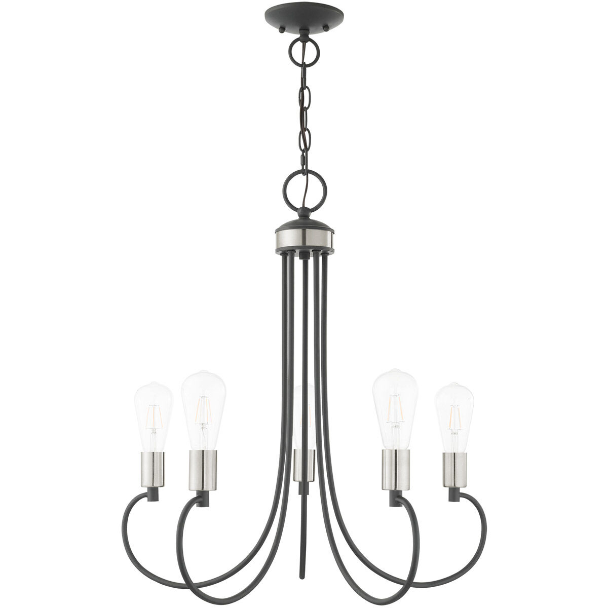 Bari 5 Light 25 inch Scandinavian Gray with Brushed Nickel Accents Chandelier Ceiling Light