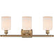 Ballston Hadley LED 26 inch Brushed Brass Bath Vanity Light Wall Light in Matte White Glass, Ballston