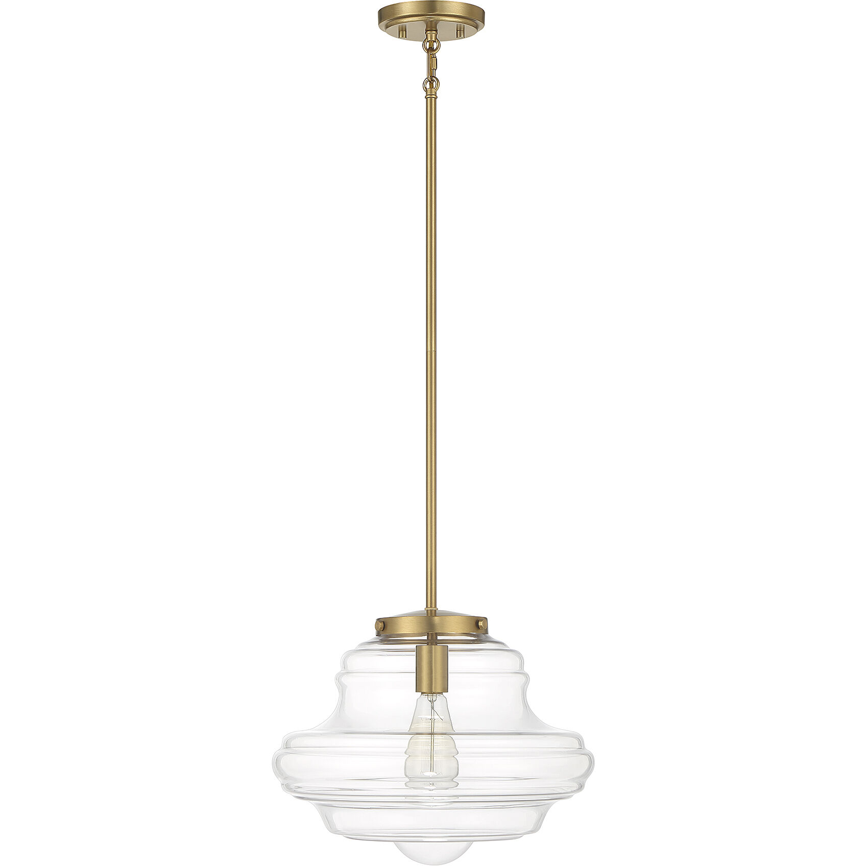 Vintage 1 Light 15 inch Natural Brass Pendant Ceiling Light