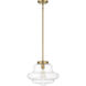 Vintage 1 Light 15 inch Natural Brass Pendant Ceiling Light
