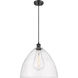 Ballston Dome 1 Light 16 inch Matte Black Pendant Ceiling Light in Seedy Glass