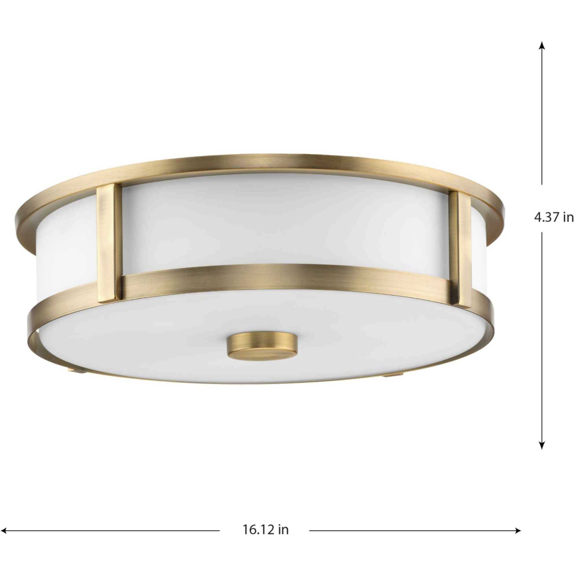 Gilliam LED 16.12 inch Vintage Brass Flush Mount Ceiling Light