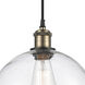 Ballston Large Athens 1 Light 10 inch Black Antique Brass Mini Pendant Ceiling Light in Seedy Glass, Ballston