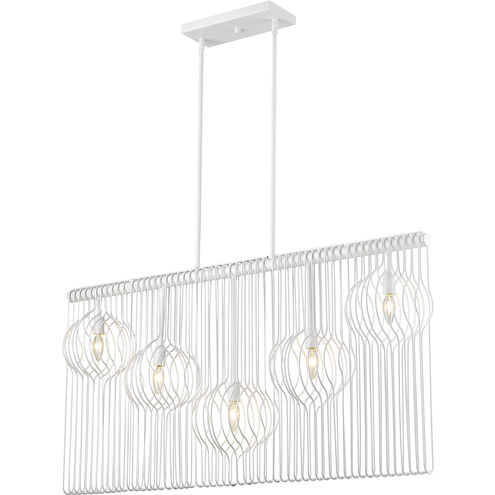 Contour 5 Light 45.75 inch White Linear Chandelier Ceiling Light