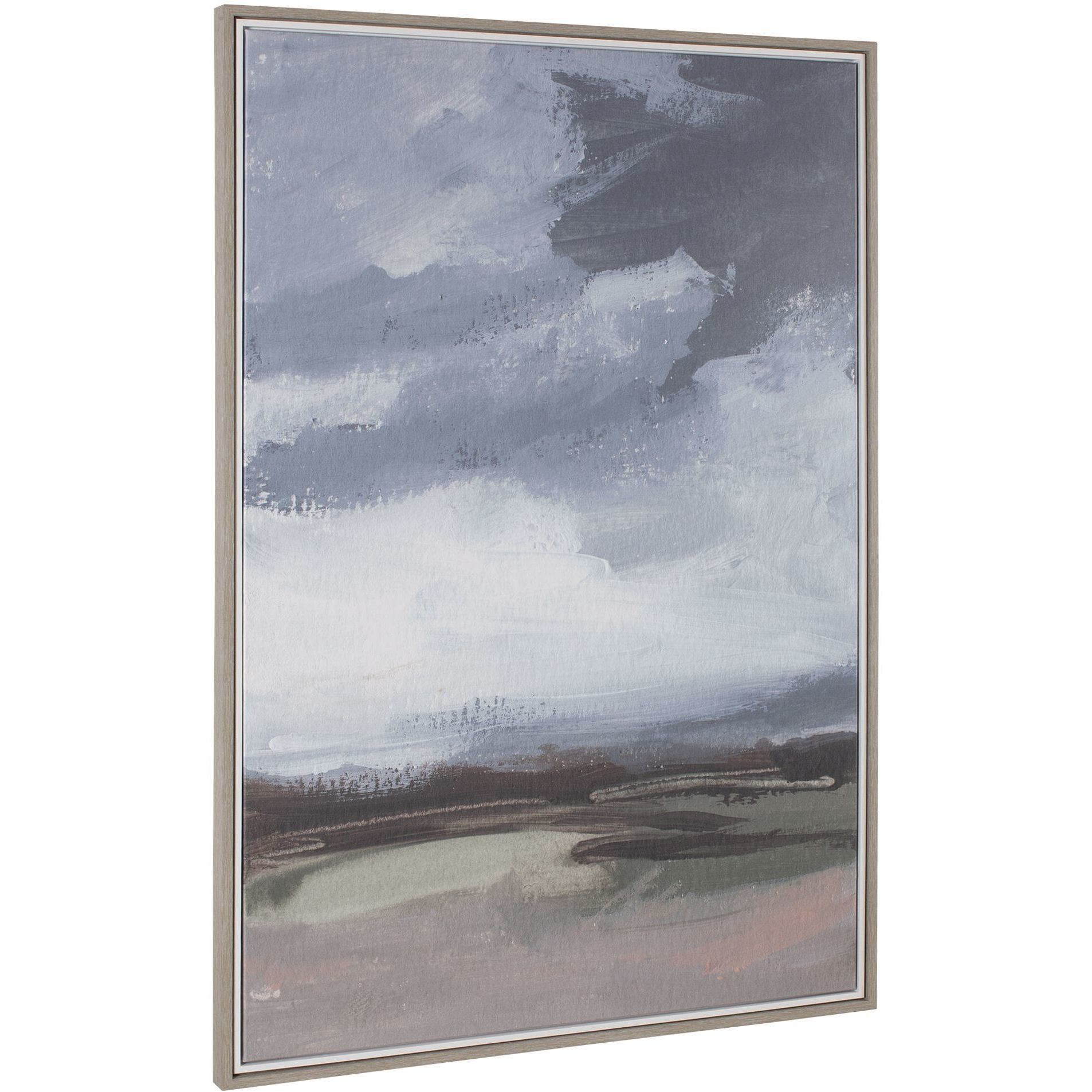 Bracing White and Grey and Brown and Green and Pink Framed Landscape Art