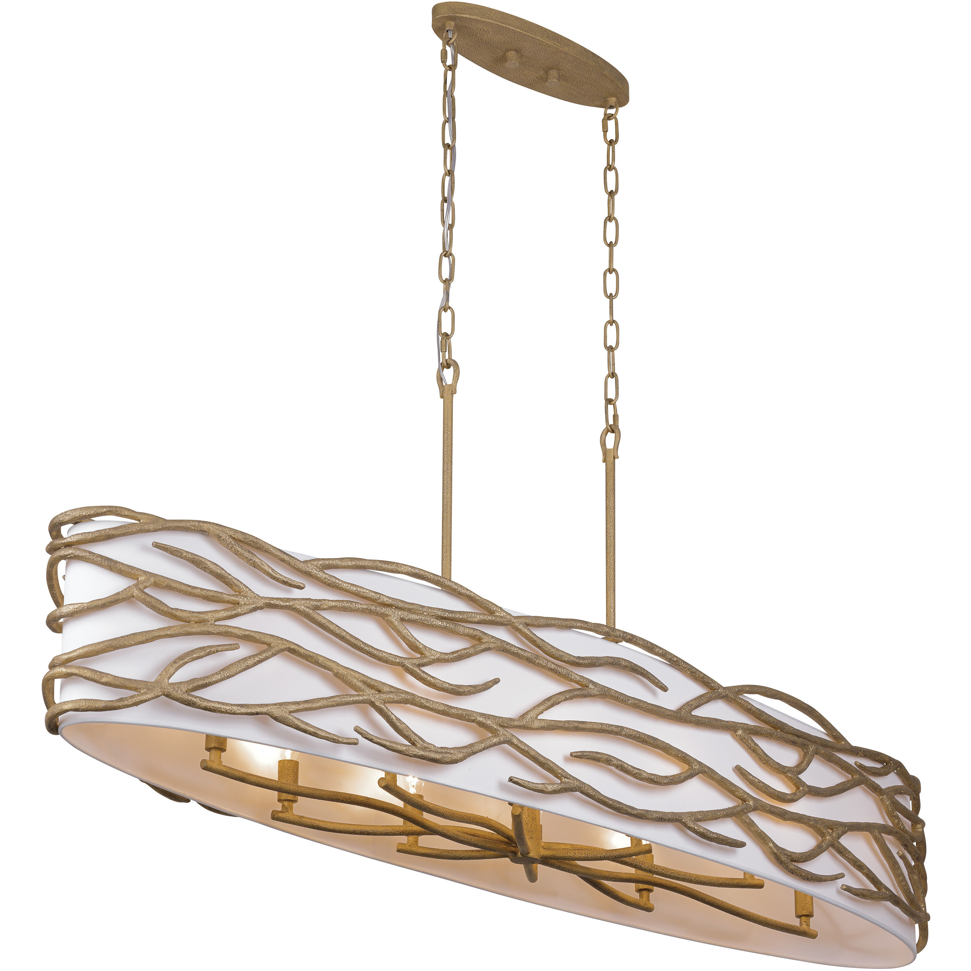 Branch Reality 10 Light 60 inch Textured Ashen Gold Island Light Ceiling Light
