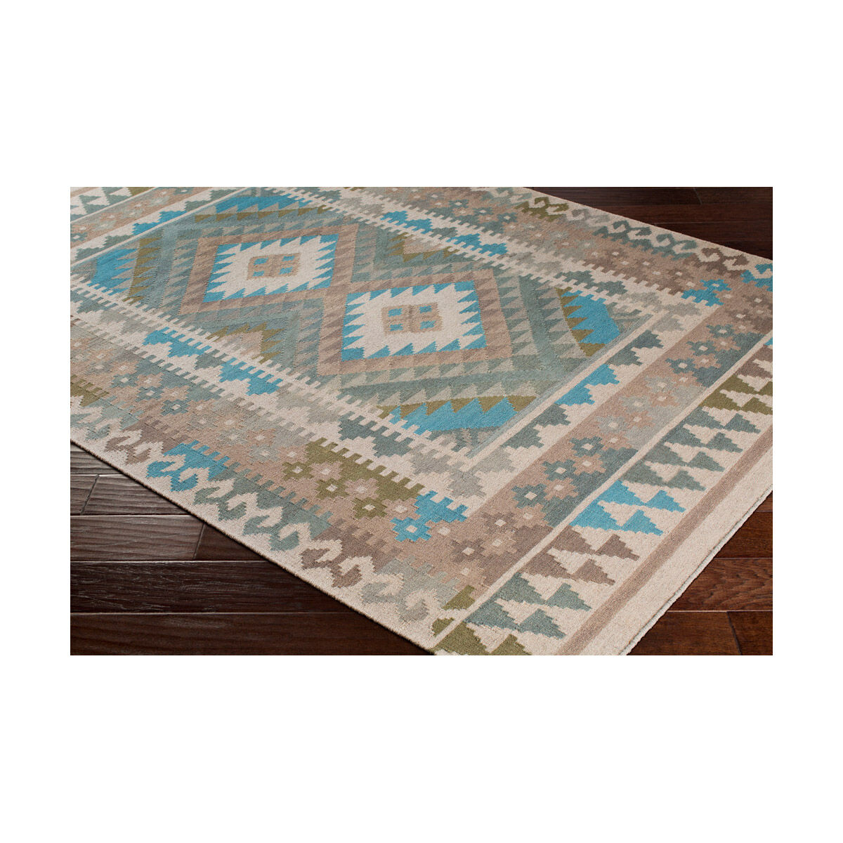 Adia 36 X 24 inch Sage/Camel/Taupe/Teal/Dark Brown Rugs, Rectangle