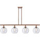 Ballston Athens LED 48 inch Antique Copper Island Light Ceiling Light in Seedy Glass, Ballston