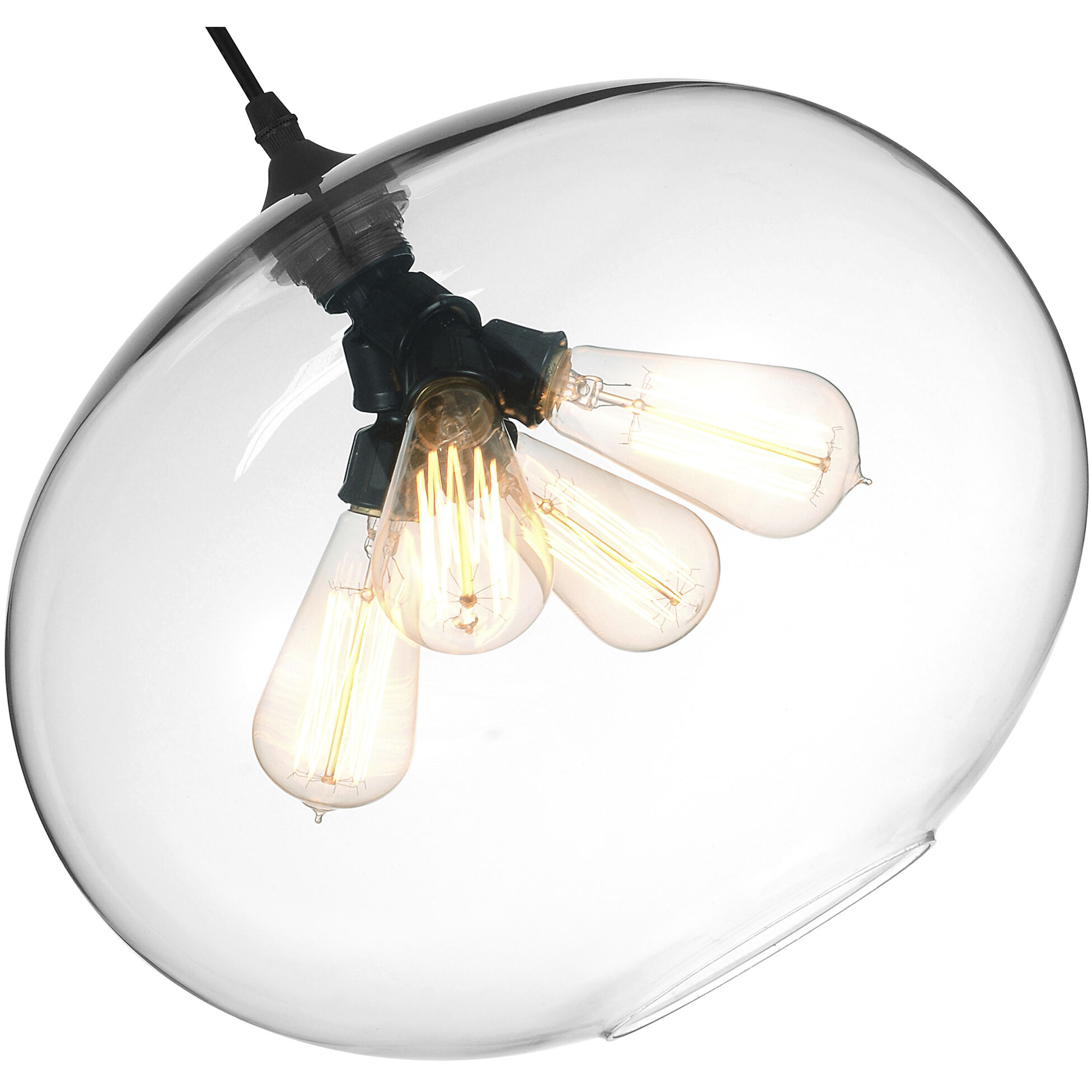 Glass 4 Light 16 inch Black Down Pendant Ceiling Light in Clear