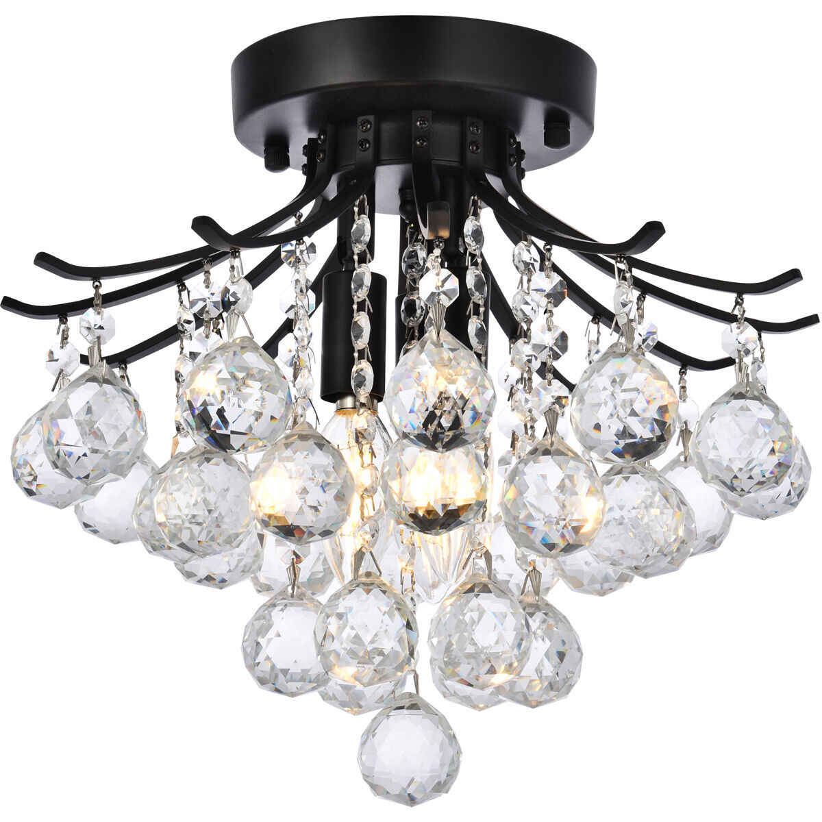 Toureg 3 Light 12 inch Black and Clear Flush Mount Ceiling Light