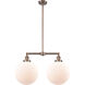 Franklin Restoration XX-Large Beacon 2 Light 27 inch Antique Copper Island Light Ceiling Light in Matte White Glass, Franklin Restoration