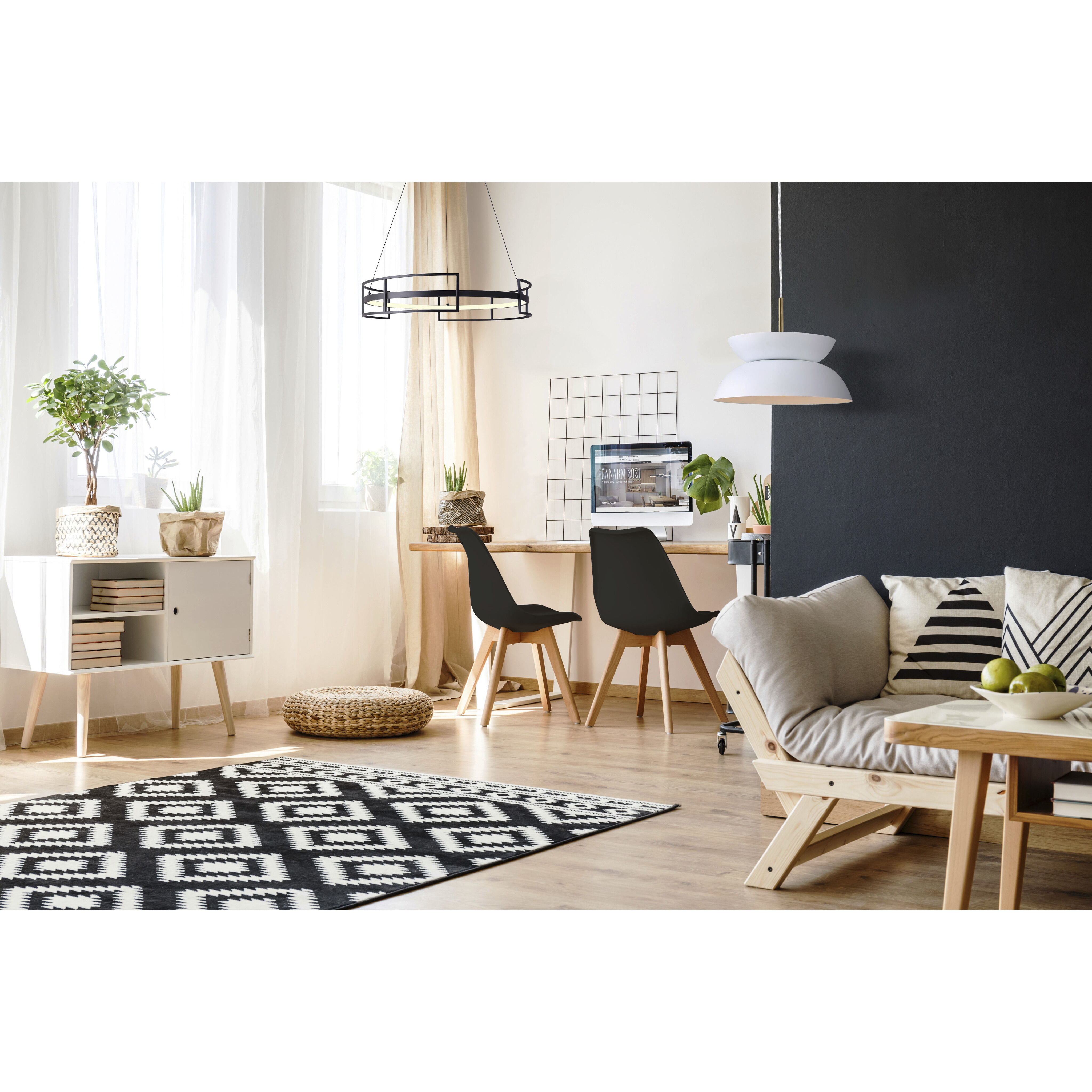 Amora LED 24 inch Black Chandelier Ceiling Light