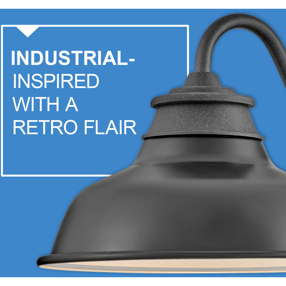 Wallace Outdoor Barn Light in Museum Black with Gloss Black, Gooseneck