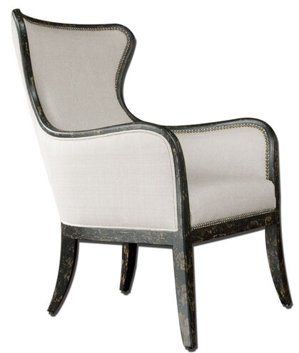 Sandy Shimmery Sandy White Woven Tailoring Wing Chair