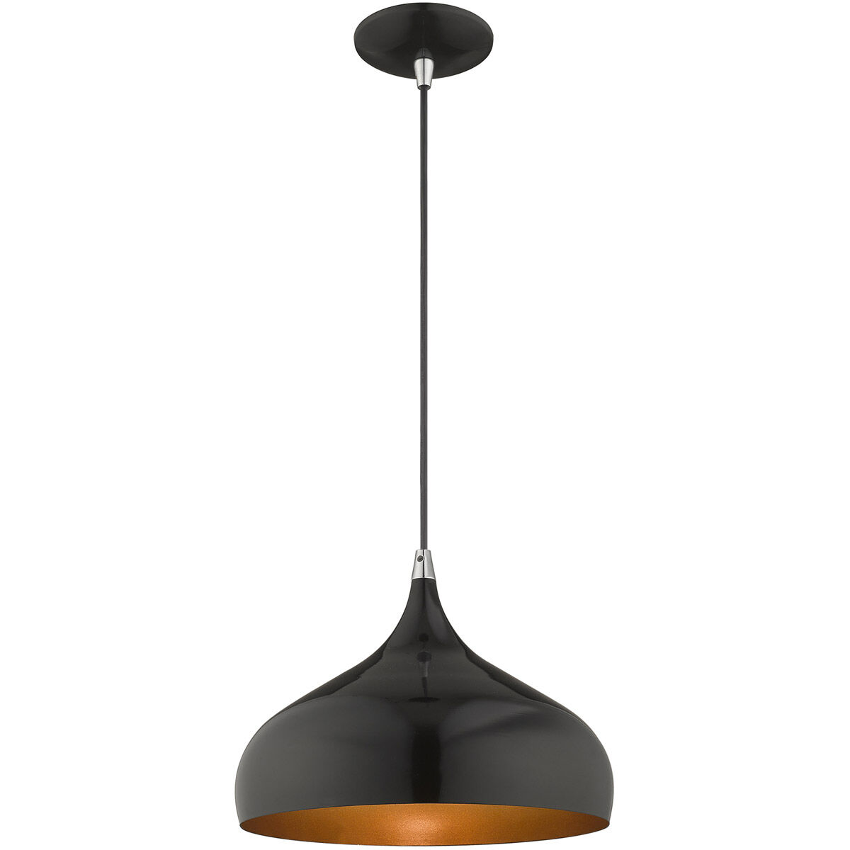 Allison 1 Light 12 inch Shiny Black Mini Pendant Ceiling Light