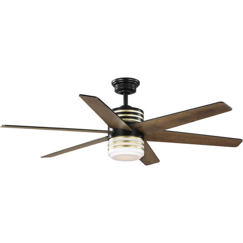 Carrollwood 56 inch Matte Black with Chestnut/Matte Black Blades Ceiling Fan