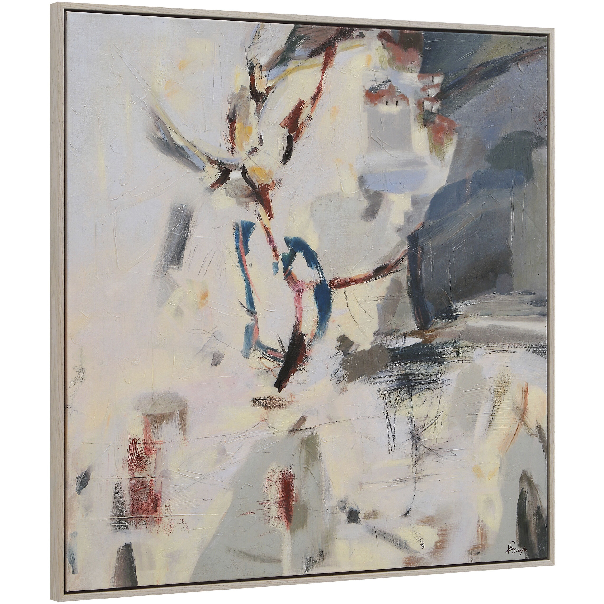 Sagea Multicolor and Walnut Canvas Art