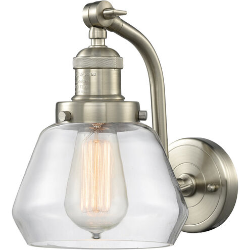 Franklin Restoration Fulton 1 Light 7 inch Brushed Satin Nickel Sconce Wall Light in Clear Glass, Franklin Restoration