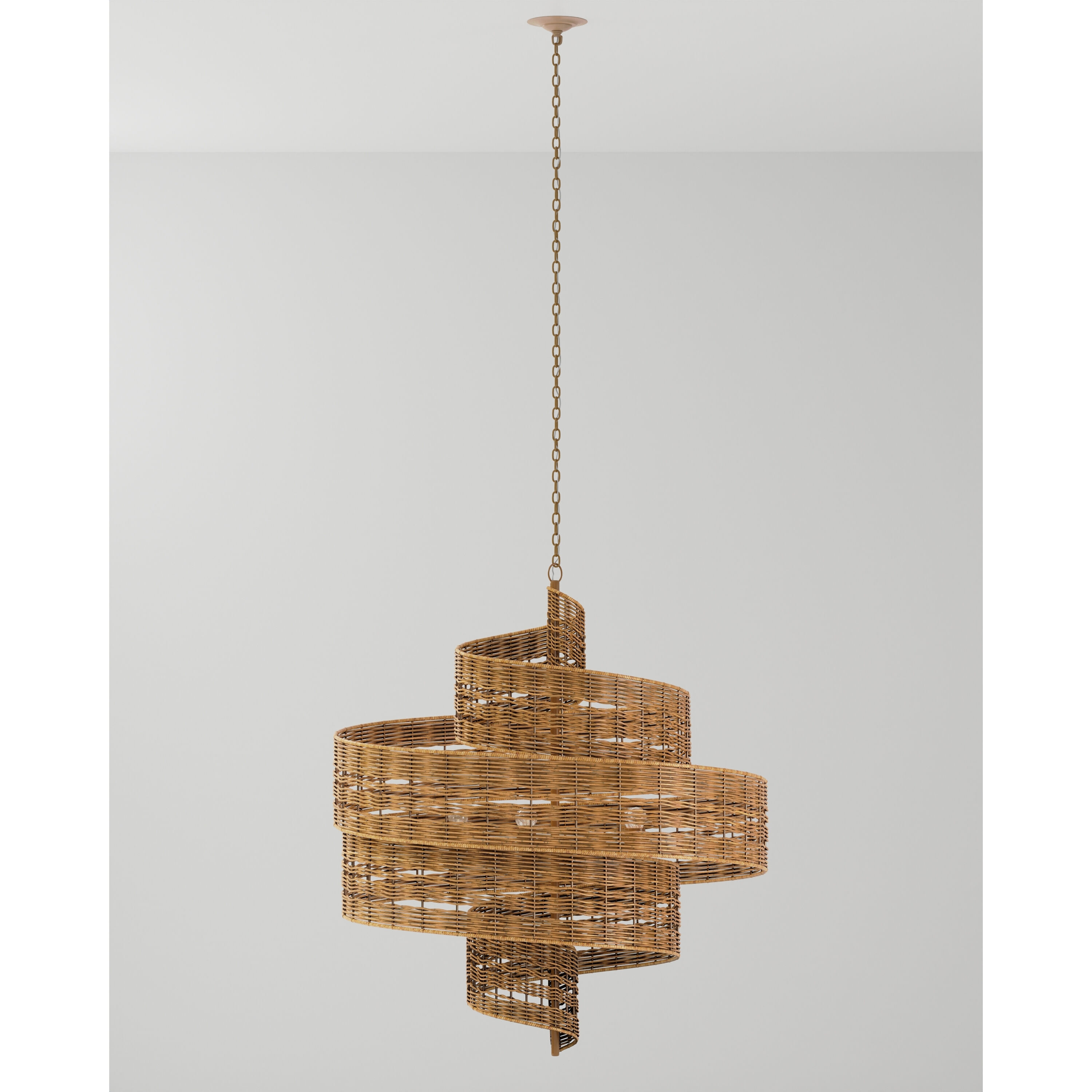 Saisei 5 Light 45 inch Khaki/Natural Rattan Chandelier Ceiling Light