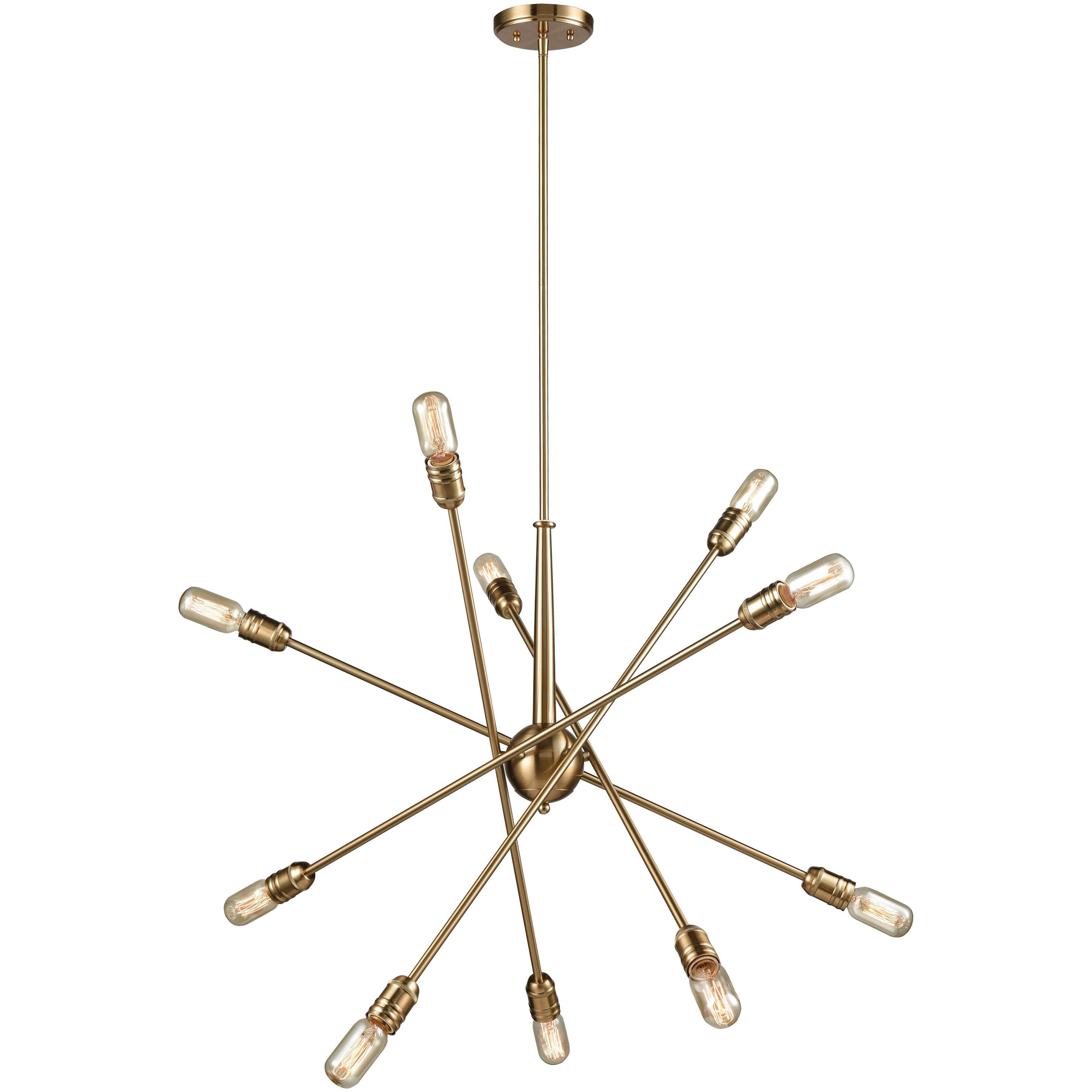 Delphine 10 Light 33 inch Satin Brass Chandelier Ceiling Light