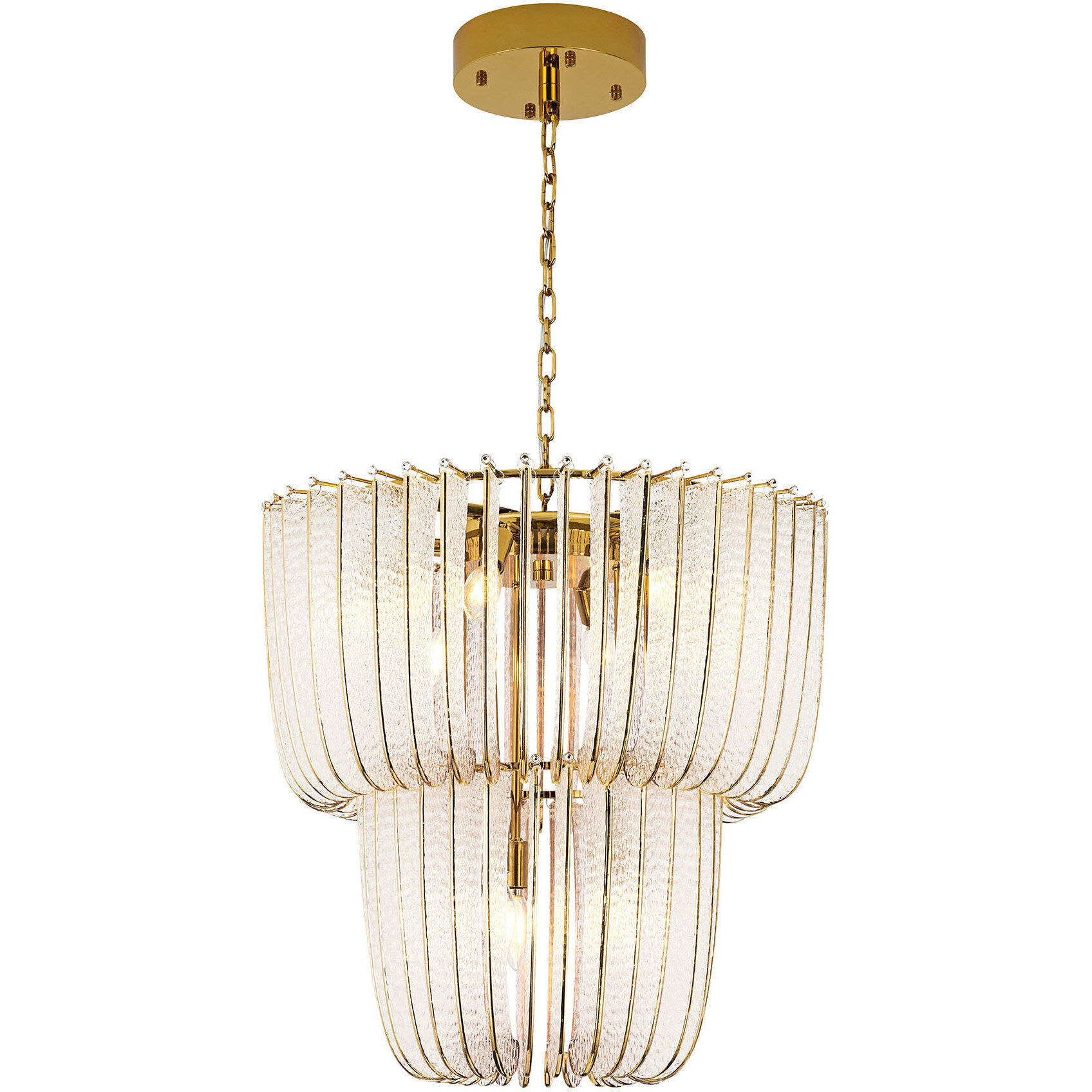 Ziva Shahi 22 inch 5.00 watt Titanium Gold Chandelier Ceiling Light, 2 Tier