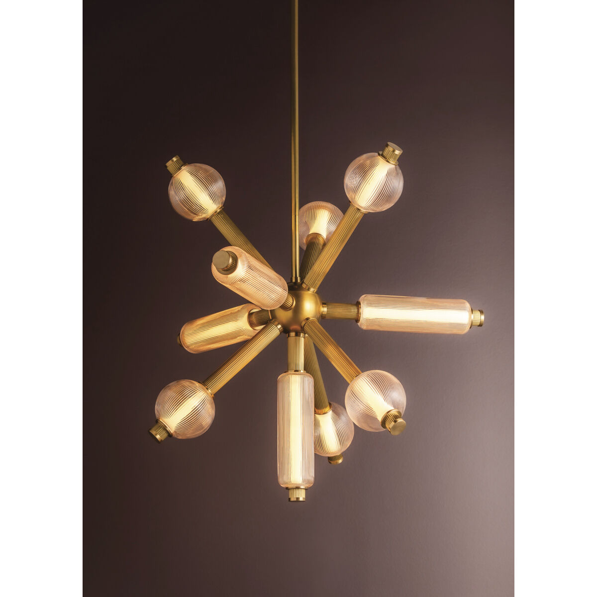 Atom LED 36 inch Vintage Brass Chandelier Ceiling Light