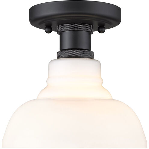 Carver 1 Light 8 inch Matte Black Flush Mount Ceiling Light in Vintage Milk Glass
