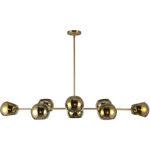 Alora Mood Willow 8 Light 48.25 inch Brushed Gold Linear Pendant Ceiling Light in Copper