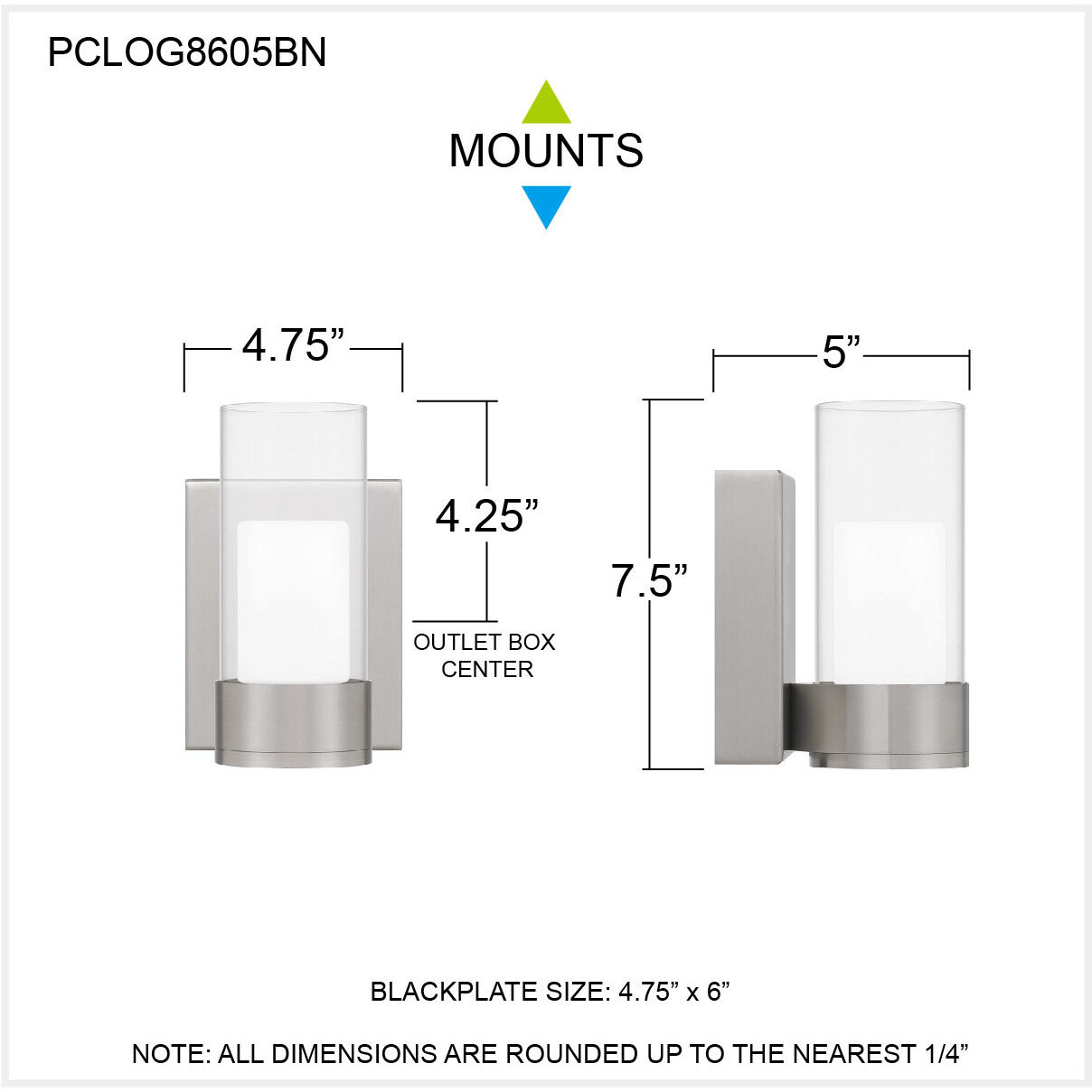 Logan LED 5 inch Brushed Nickel Wall Sconce Wall Light, Small