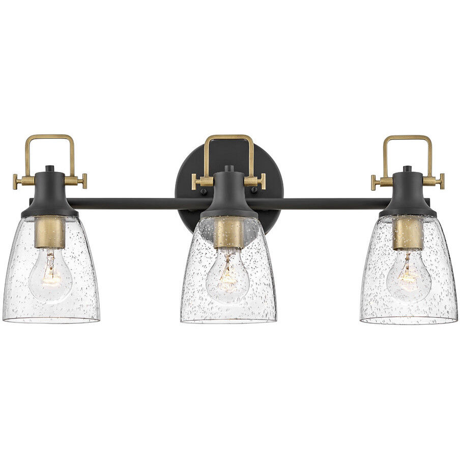 Easton 3 Light 24 inch Black with Heritage Brass Vanity Light Wall Light