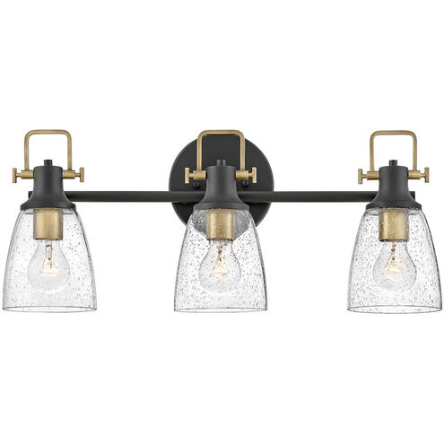 Easton 3 Light 24 inch Black with Heritage Brass Vanity Light Wall Light