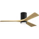 Atlas Irene-3HLK 52 inch Matte Black with Light Maple Tone Blades Flush Mount Paddle Fan