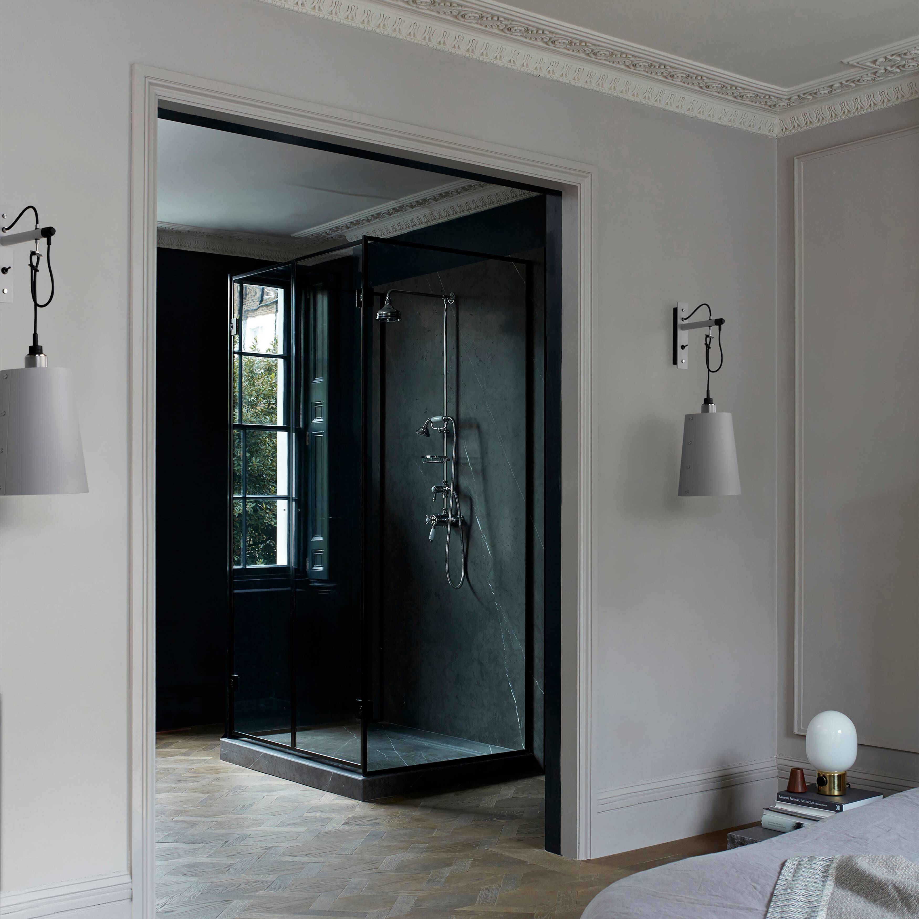 Hooked Wall Light in Stone / Smoked Bronze