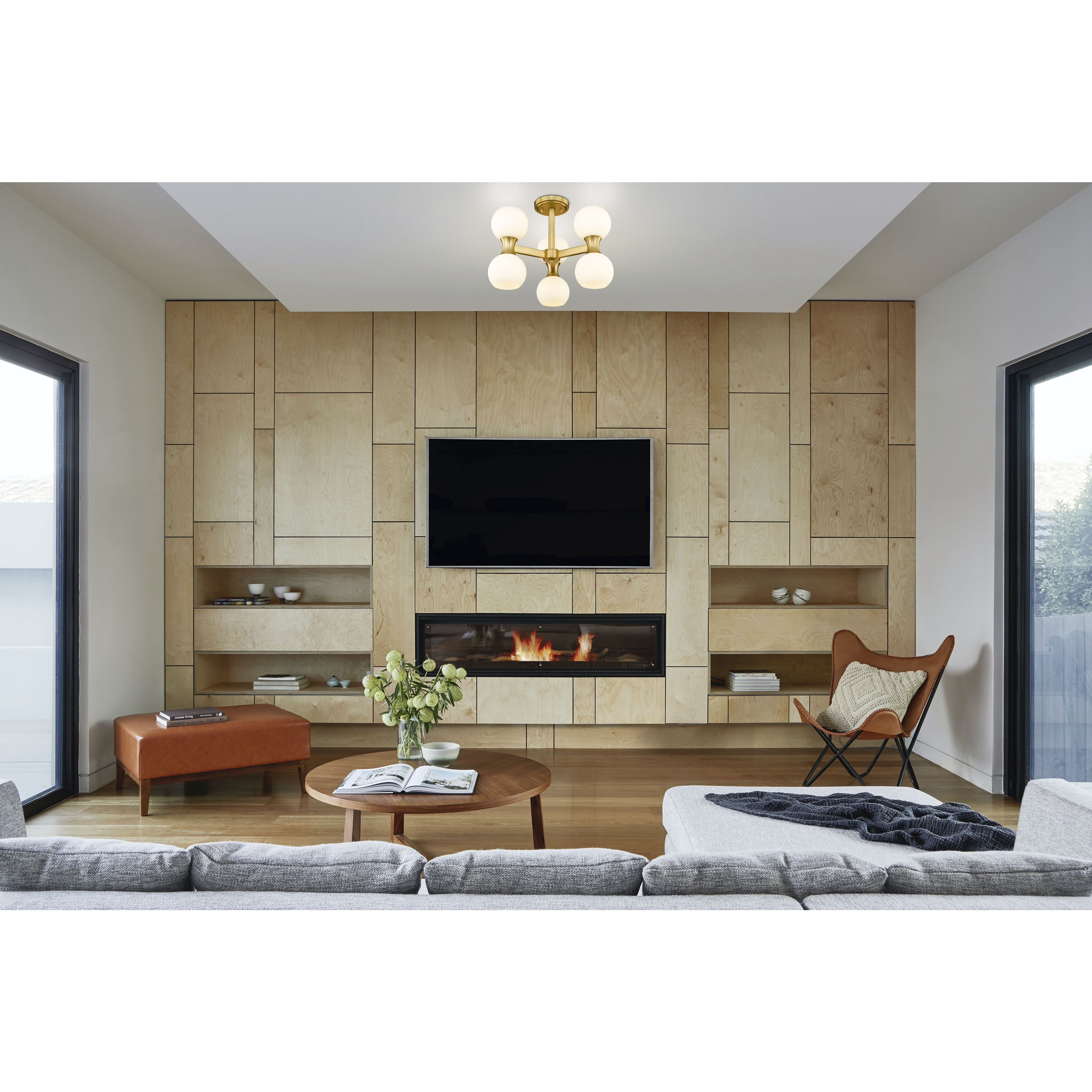 Artemis 6 Light 18 inch Modern Gold Semi Flush Mount Ceiling Light