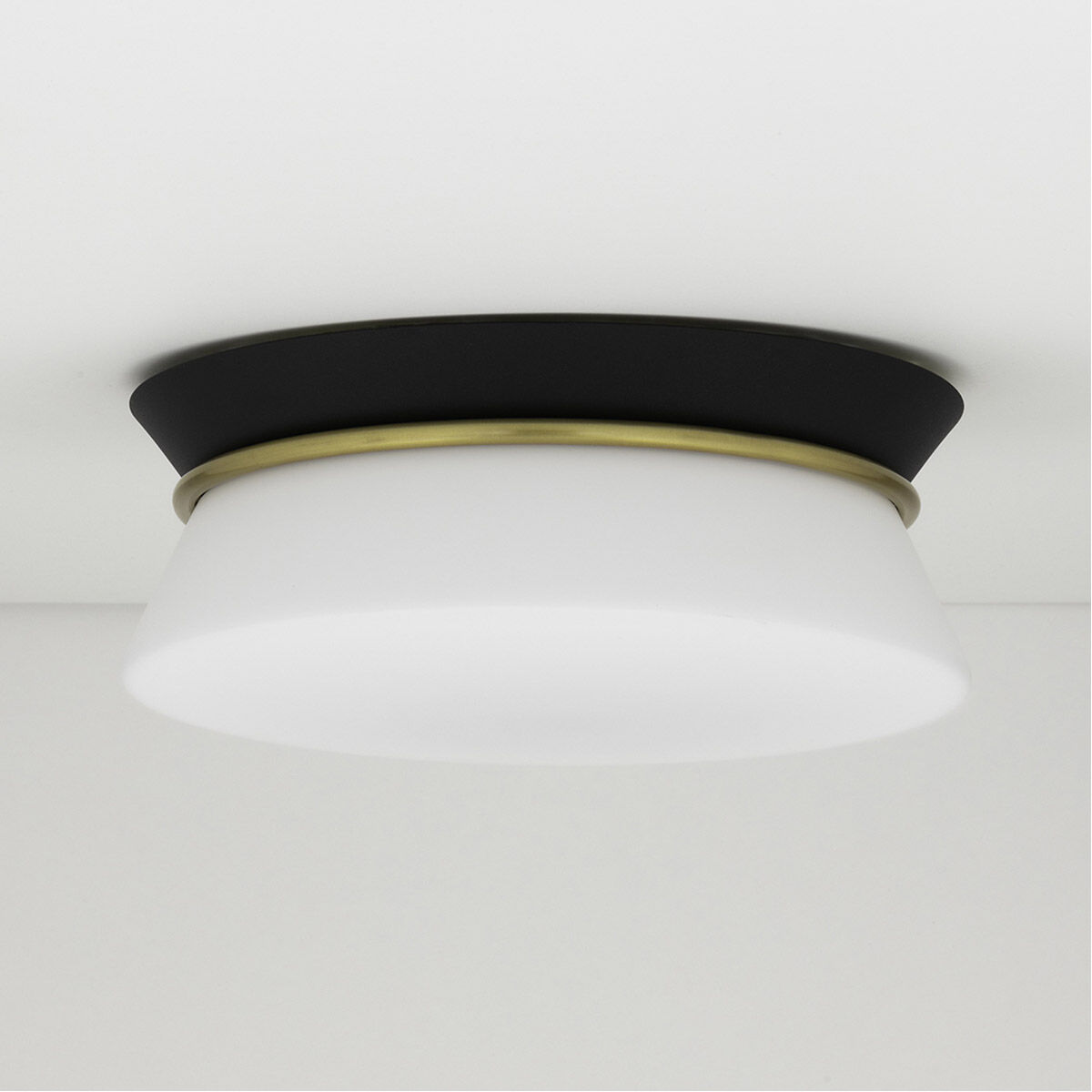 Cath 2 Light 13 inch Aged Brass/Black Flush Mount Ceiling Light