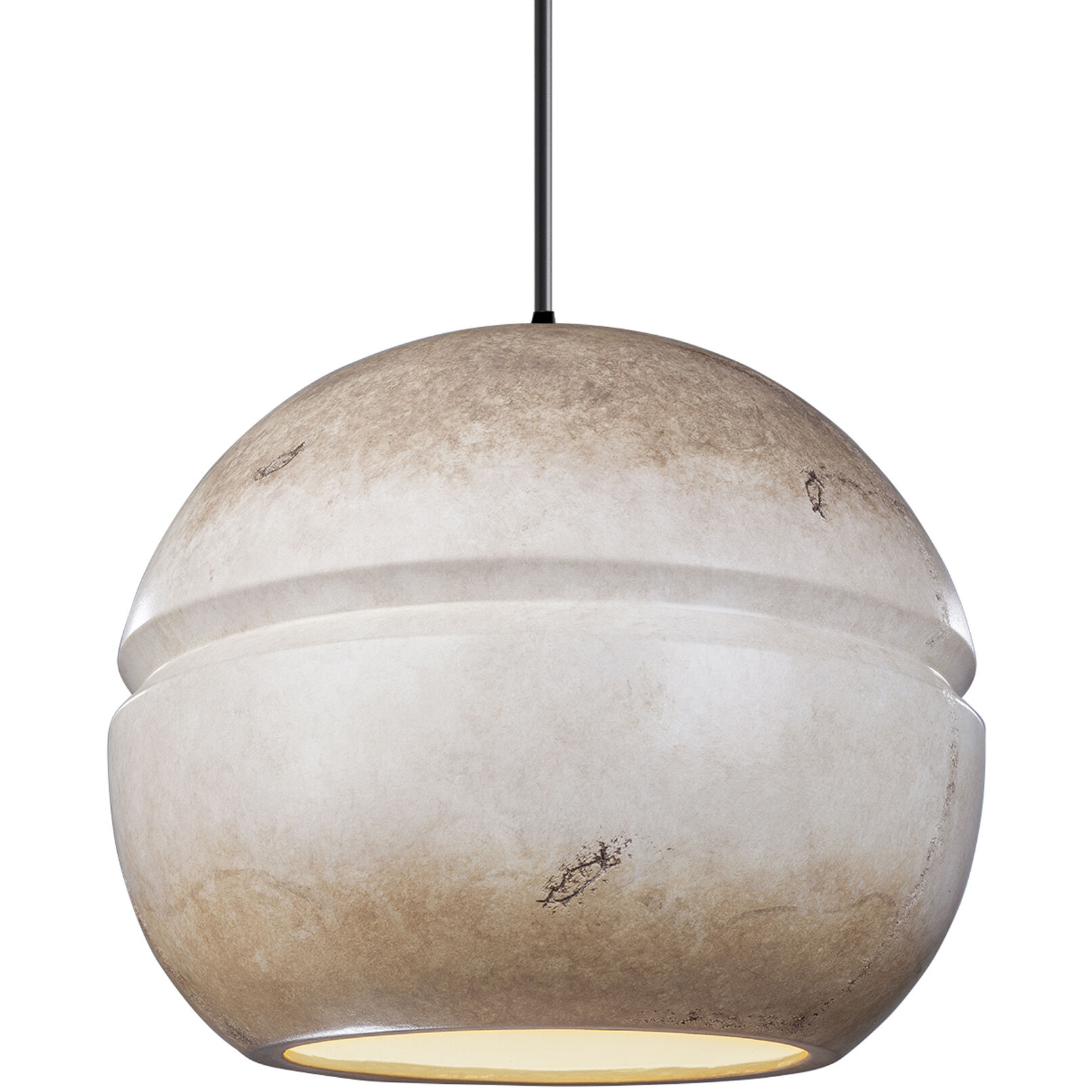 Radiance Collection 1 Light 12 inch Matte Black and Greco Travertine and Black Pendant Ceiling Light
