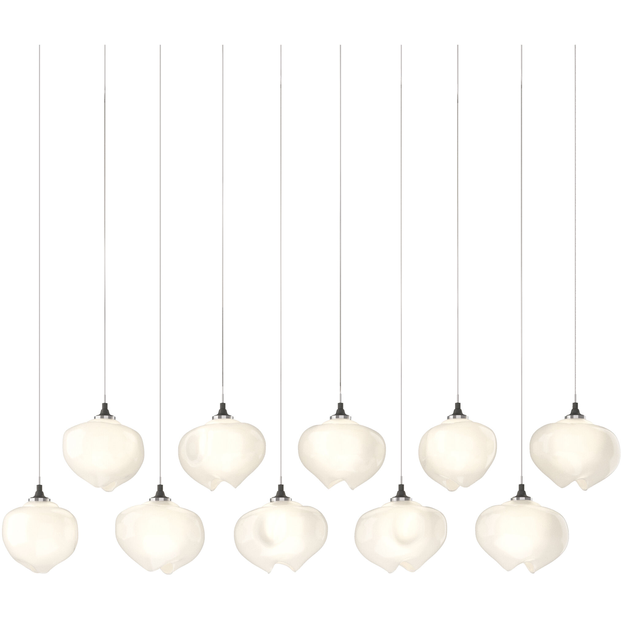 Ume 10 Light 44.7 inch Natural Iron Pendant Ceiling Light in Frosted, Rectangular