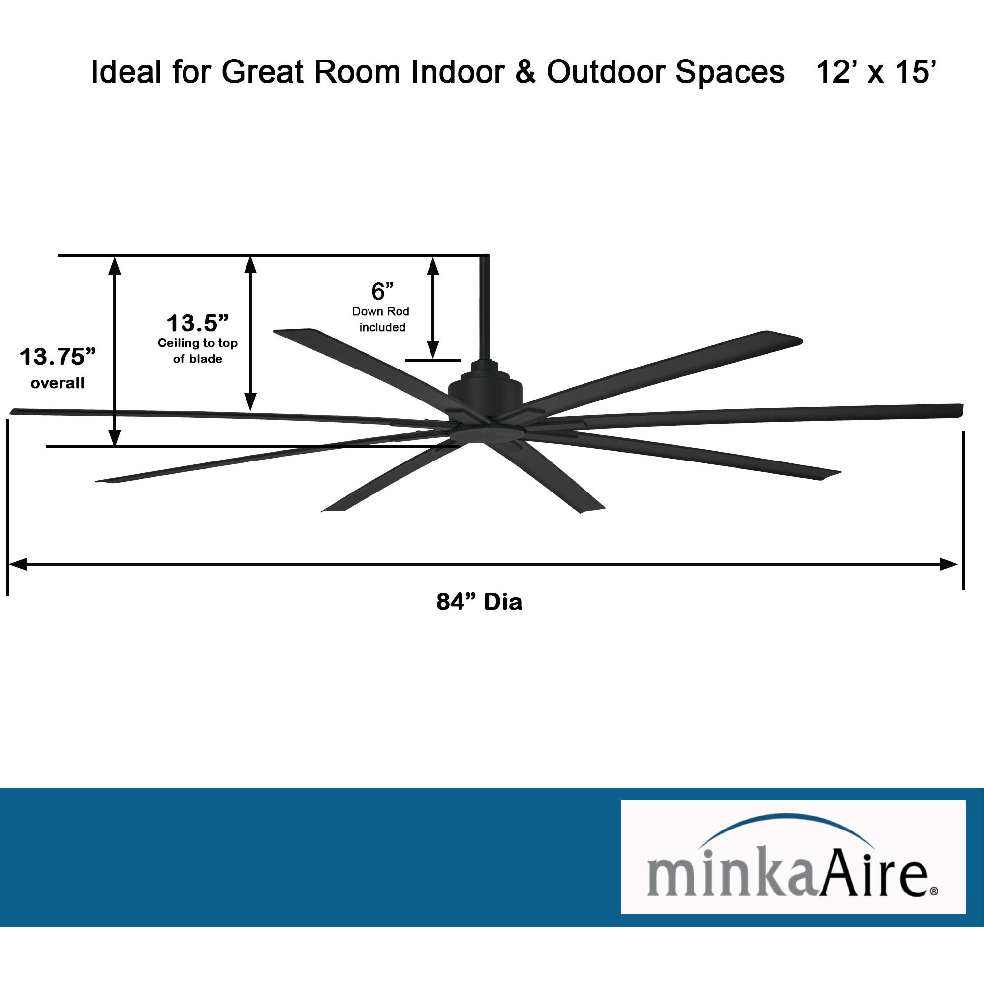 Xtreme H2O 84 inch Coal Outdoor Ceiling Fan