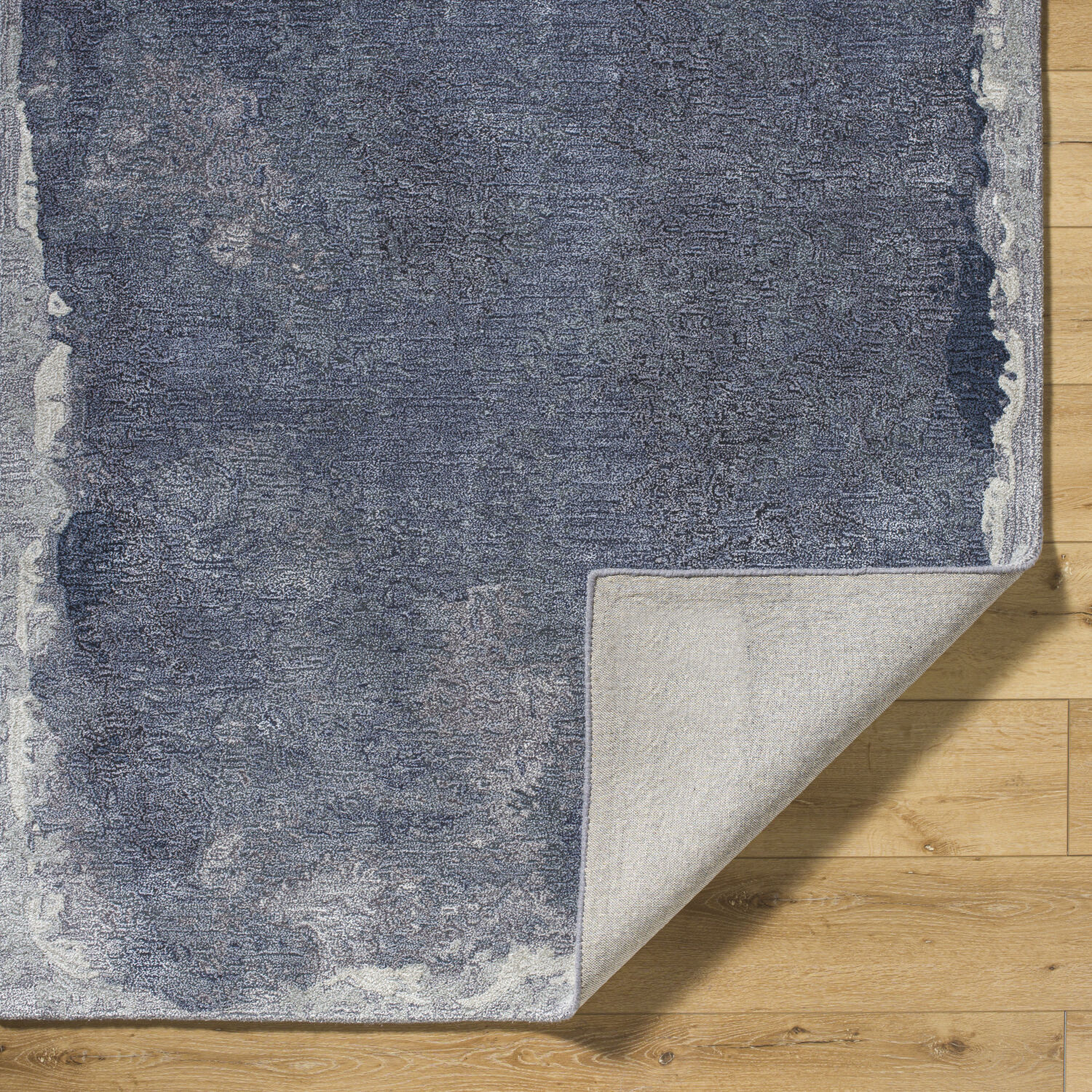 Kavita 90 X 60 inch Grey / Medium Grey / Dark Grey / Steel Grey / Nickel / Slate Blue / Metallic - Silver / Slate Handmade Rug in 5 x 8