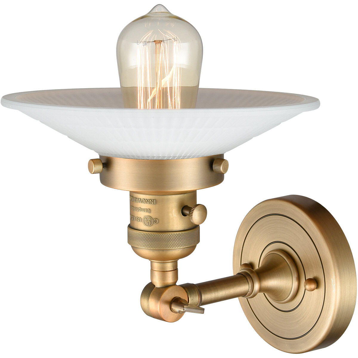 Franklin Restoration Halophane LED 9 inch Brushed Brass Sconce Wall Light, Franklin Restoration