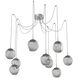 Aster LED 18.7 inch Classic Silver Swag Multi-Pendant Ceiling Light in 2700K LED, Zircon Inner - Smoke Outer