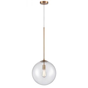 Delilah 1 Light 14 inch Aged Brass Pendant Ceiling Light in Clear