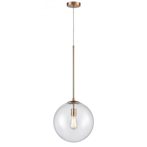 Delilah 1 Light 14 inch Aged Brass Pendant Ceiling Light in Clear