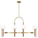 Katie 8 Light 48.88 inch Time Worn Brass / Saddle Leather Linear Chandelier Ceiling Light
