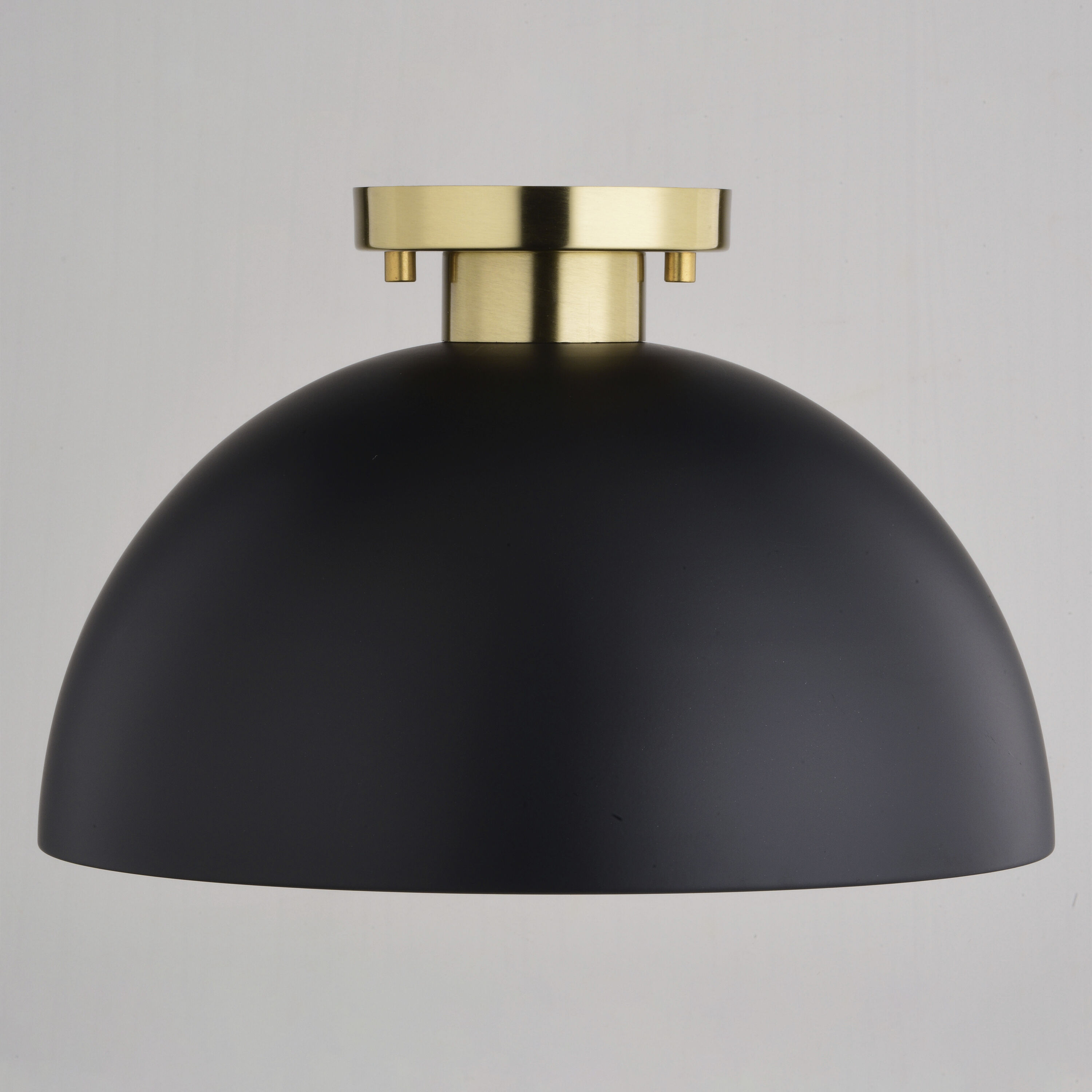 Devon LED 12.75 inch Matte Black and Satin Brass Semi-Flush Mount Ceiling Light