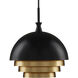 Salviati 3 Light 17.75 inch Black and Gold Leaf Pendant Ceiling Light, Large